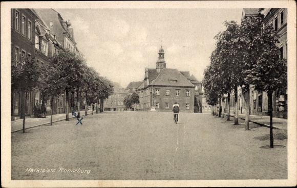 Ak Ronneburg in Thüringen, marktplein, stadhuis