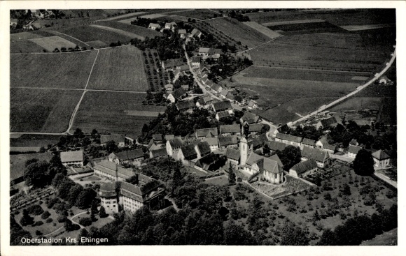 Ak Oberstadion in Oberschwaben, Luftaufnahme
