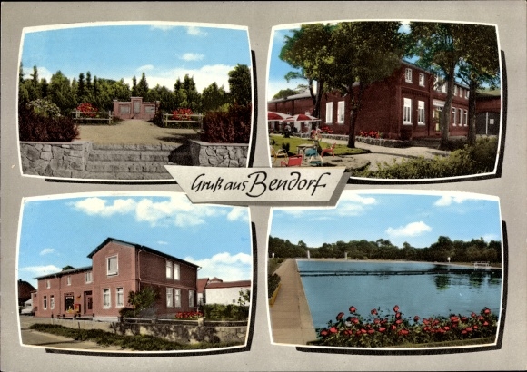 Ak Bendorf in Holstein, Bendorfer Hof, eigenaar K. Jahncke, oorlogsmonument