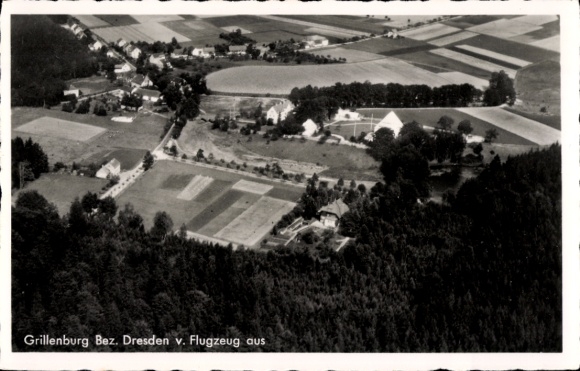 Postcard Grillenburg Tharandt Saxony, aerial photograph