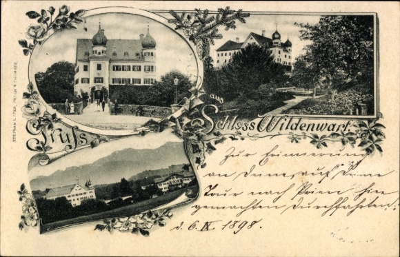 Passepartout Postcard Wildenwart Frasdorf in Upper Bavaria, Castle, partial views