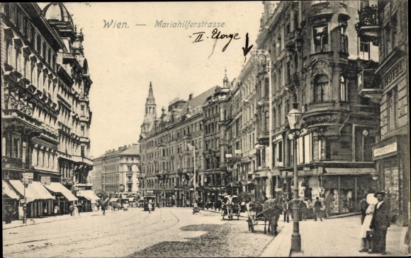 Postcard Vienna 15 Rudolfsheim Fünfhaus Austria, Mariahilfer Strasse