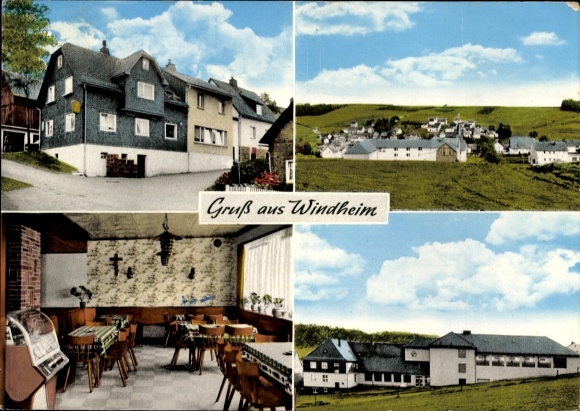 Postcard Windheim Steinbach am Wald Upper Franconia, partial views, Lina Löffler Gastwirtschaft