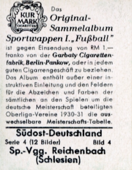 Collector's picture sports crest, football, southeast Germany, Sp. Vgg. Reichenbach, picture no. 4