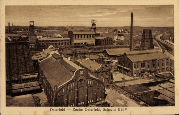 Ak Osterfeld Oberhausen im Ruhrgebiet Westfalen, Zeche Osterfeld, Schacht III/IV
