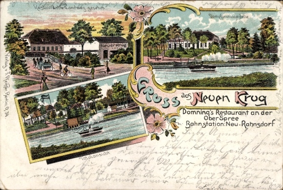Chromo-Litho Berlin Köpenick Neu Rahnsdorf, Domnings Restaurant Neuer Krug on the Oberspree