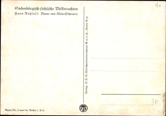 PC Retzlaff, Hans, farmer from Kleinscheuer, German Empire, Transylvanian folk costumes
