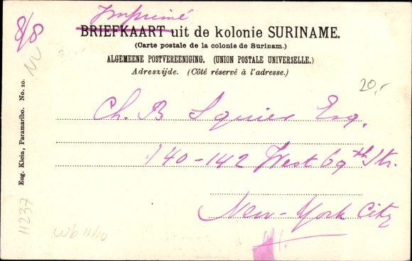 Postcard Paramaribo Suriname, Waterfront, Luth. Church, Willemschool