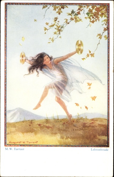 Artist PC Tarrant, Margaret W., joy of life, woman in a meadow