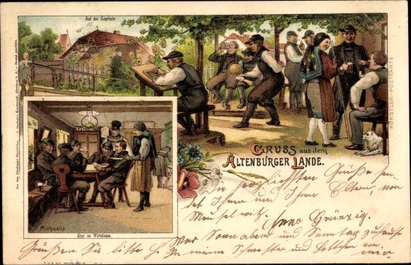 Litho Altenburg in Thüringen, Altenburger Trachten, Kegler, Michaelis