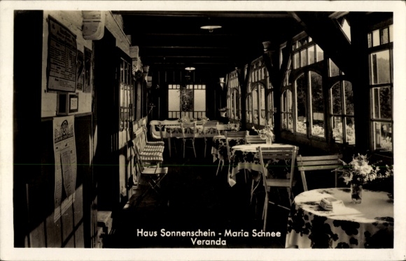 Ak Międzygórze Wölfelsgrund Schlesien, Haus Sonnenschein, Veranda