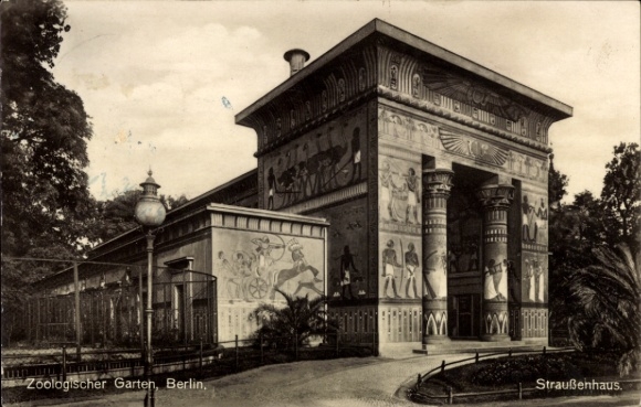 Postcard Berlin Tiergarten, Zoological Garden, The Ostrich House, NPG