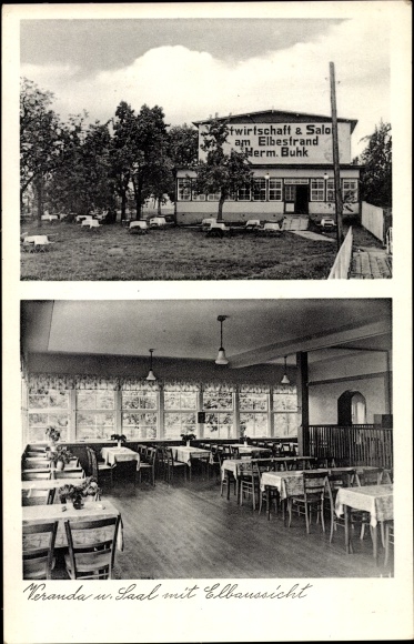 Ansichtkaart Hamburg Wilhelmsburg Moorwerder, Gasthof am Elbestrand, binnenaanzicht