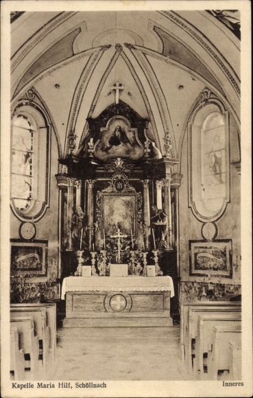 Postcard Schöllnach in Lower Bavaria, Maria Hilf chapel, interior, altar