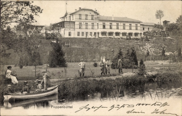 Postcard Hamburg Wandsbek Poppenbüttel, boat, Alsterschlucht