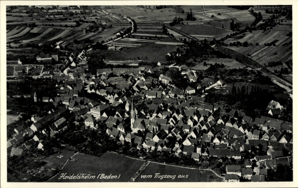 Postcard Heidelsheim Bruchsal im Kraichgau, Heidelsheim (Baden) from the plane