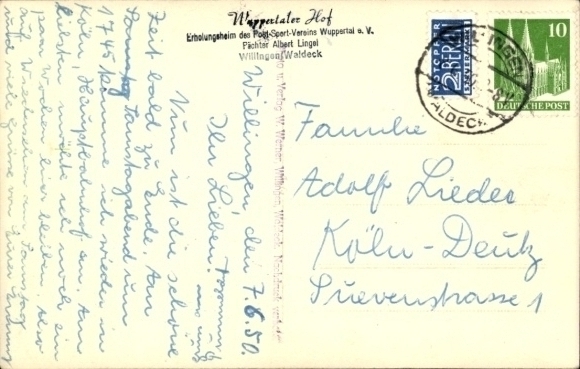 Postcard Willingen in Upland Waldeck Hessen, Wuppertaler Hof, recreation home of the Post Sport Club