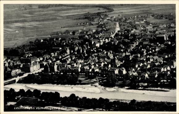 Postcard Lechhausen Augsburg in Swabia, aerial photograph