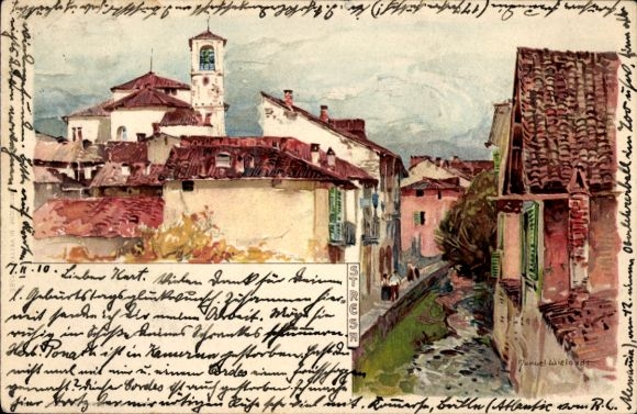 Künstler Litho Wielandt, Manuel, Stresa Borromeo Lago Maggiore Piemonte, Ortschaft