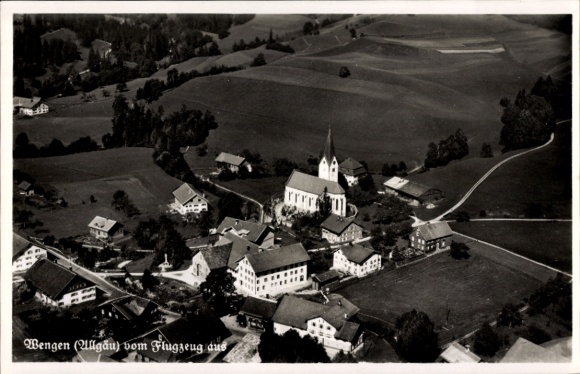 Postcard Wengen Weitnau in Allgäu Swabia, aerial photograph