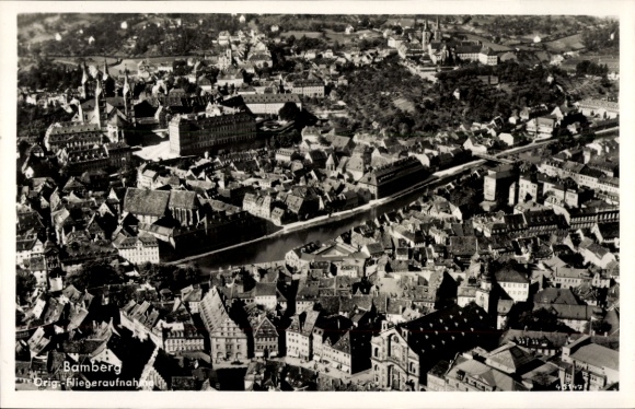 Postcard Bamberg in Upper Franconia, aerial photograph, Michaelsberg