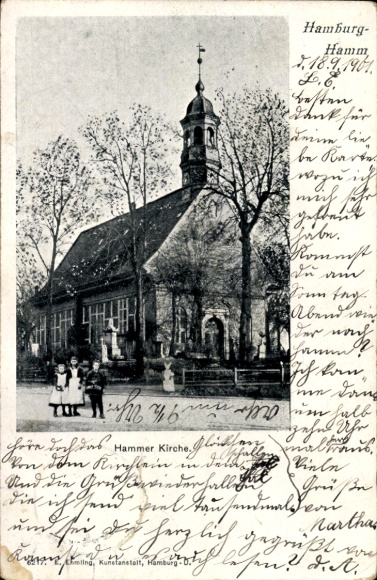 Postcard Hamburg Mitte Hamm, Hamm Church