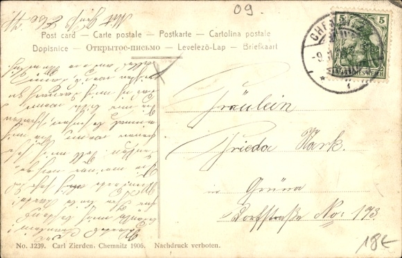 Postcard Chemnitz Saxony, main station, tram, castle pond