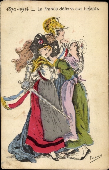 Künstler Ak La France délivre ses Enfants, 1870-1914, Elsässerin