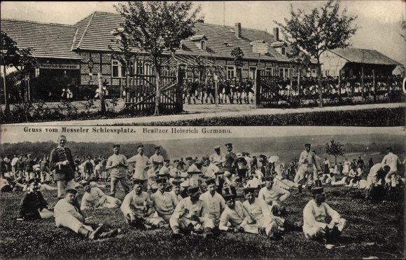 Postcard Messel in Hesse, shooting range, German soldiers, imperial times
