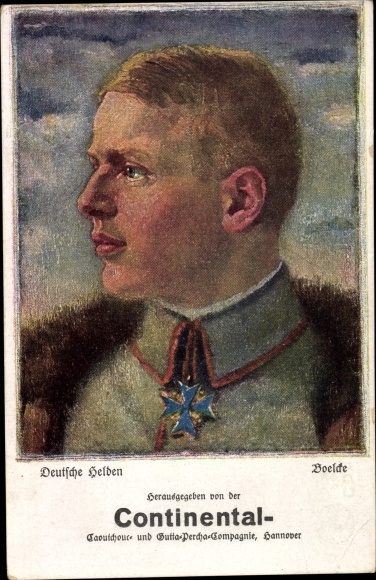 Ak Jagdflieger Oswald Boelcke, Portrait, Reklame, Continental