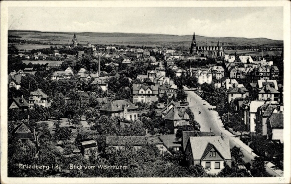 Postcard Friedberg in the Wetteraukreis Hesse, general view, watchtower