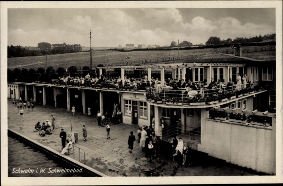 Ak Schwelm Noordrijn-Westfalen, Schwelmebad, uitzicht op het café