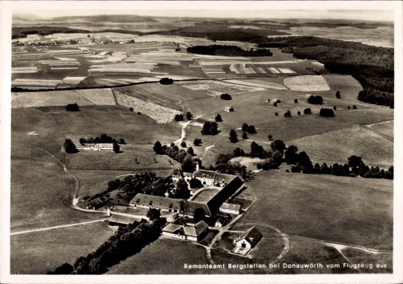 Postcard Donauwörth in Swabia Bavaria, aerial photograph, agricultural land, Bergstetten