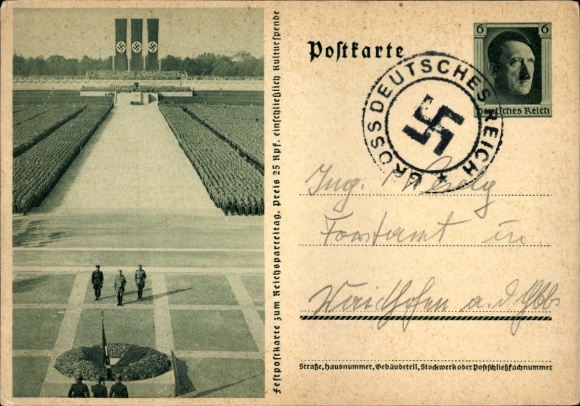 Postal stationery PC Nuremberg, Nazi party rally, Hitler, Himmler, Lutze