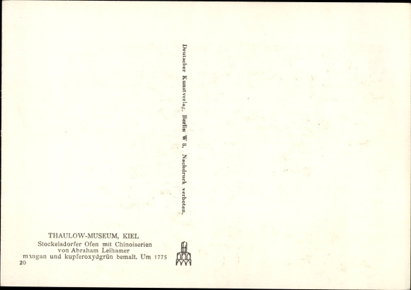 Postcard Kiel, Thaulow Museum, Stockelsdorfer Ofen mit Chinoiserie, Abraham Leihamer