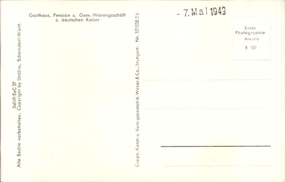 Postcard Gaienhofen on Lake Constance, aerial photograph, ship