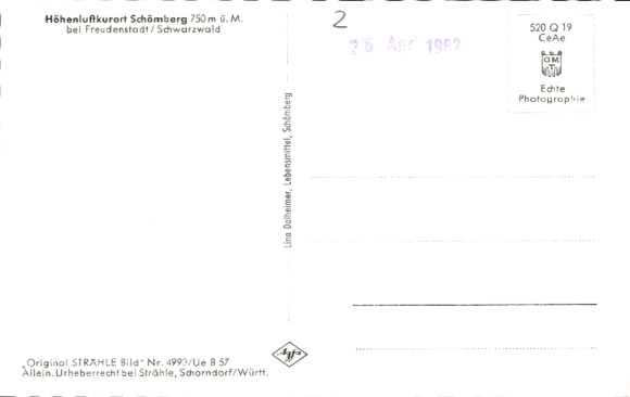 Postcard Schömberg in the Black Forest Württemberg, aerial view of many houses, fields, forests