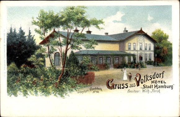 litho Hamburg Wandsbek Volksdorf, Hotel Stadt Hamburg
