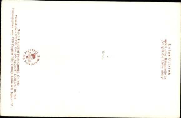 Postcard Actress Luise Ullrich, Don't forget love, portrait