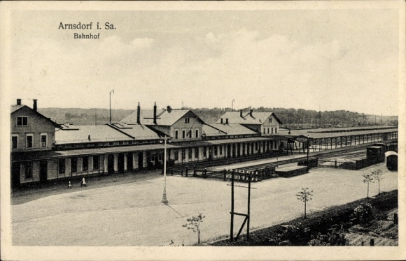Ak Arnsdorf in Sachsen, Bahnhof