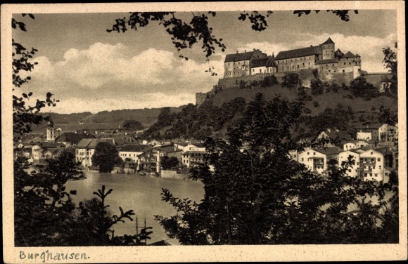 Postcard Burghausen an der Salzach Upper Bavaria, town view