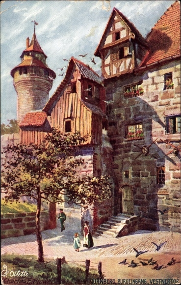 Artist PC Flower, Charles, Nuremberg in Middle Franconia Bavaria, castle entrance, Vestnertor