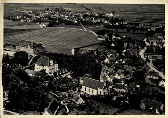 Postcard Reimlingen in Swabia, aerial photograph, Mission Seminary St. Joseph