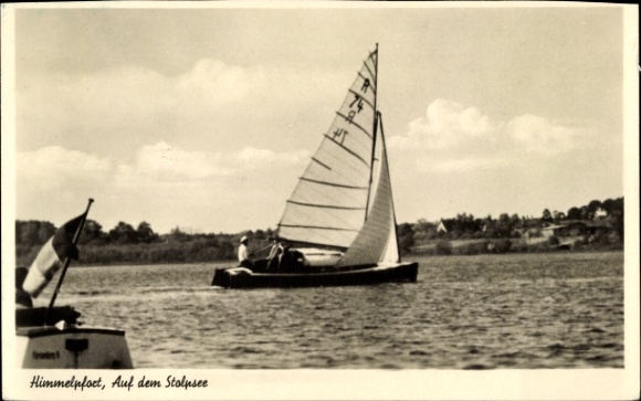 Postcard Himmelpfort Fürstenberg an der Havel, On the Stolpsee, Sailing boat