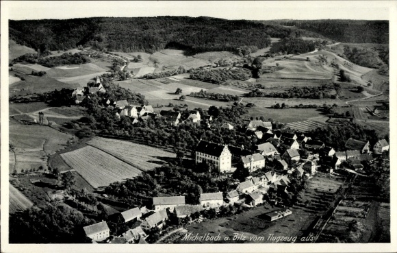 Postcard Michelbach an der Bilz Württemberg, aerial photograph