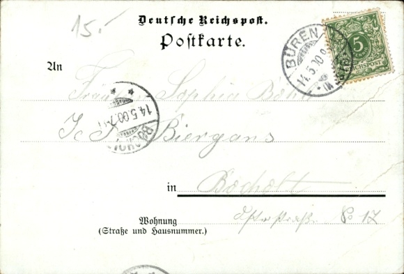 Postcard Büren in Westphalia, Königstraße, Seminary Church, 75th anniversary of the teacher training college 1900