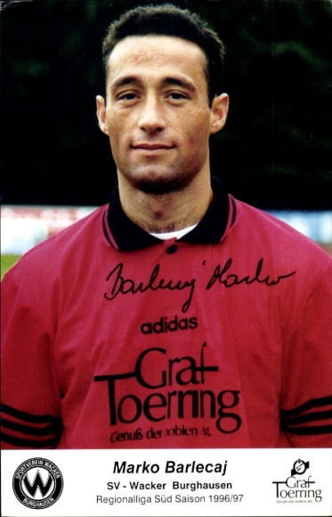 Autogrammkarte Fußballer Marko Barlexcaj, SV Wacker Burghausen, Autogramm