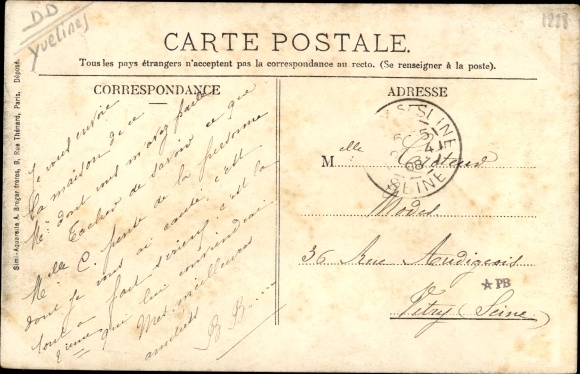 Postcard Juziers Yvelines, National Road from Paris to Cherbourg