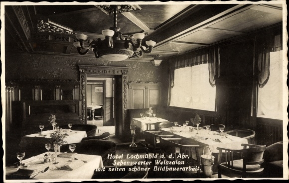 Ak Mayschoß im Kreis Ahrweiler, Hotel und Weinhaus Lochmühle, Bes. C. Sautmann, Weinsalon