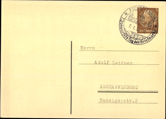 Stamps Postcard 1st Stamp Day, founding day of the Reich Association of Philatelists